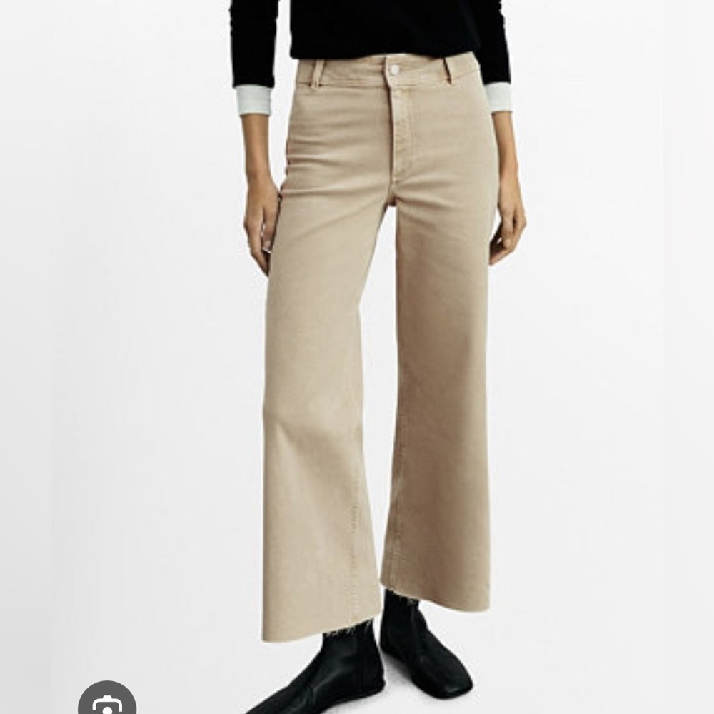 Mango Catherine culotte Beige Wide Leg high waist Women's Jeans